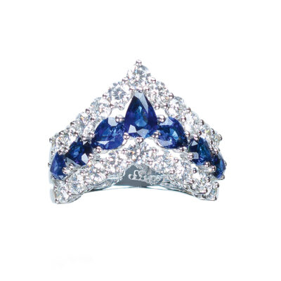 Leo Pizzo Anello con zaffiri blu e diamanti – Prezzo su richiesta